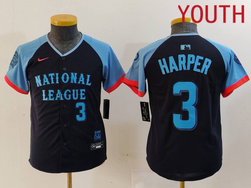 Youth Philadelphia Phillies #3 Harper Blue All star 2024 Nike MLB Jersey style 4->youth mlb jersey->Youth Jersey